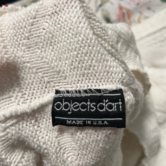 Vintage Objects D'art White V-Neck Textured Knit Crop Sweater - Picture 4 of 4